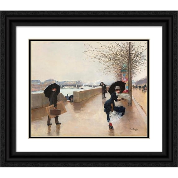 Jean Béraud 24x20 Black Ornate Framed Double Matted Museum Art Print Titled: The Wind
