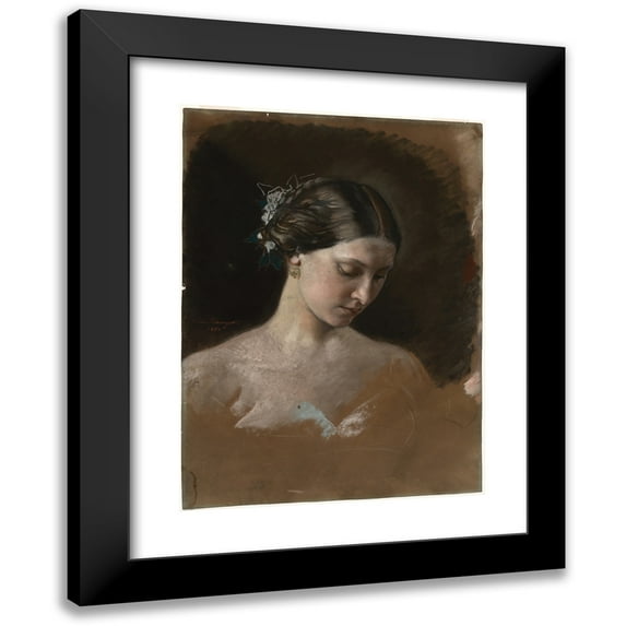 Jean-Baptiste-Antoine-Emile Béranger 11x14 Black Modern Framed Museum Art Print Titled - Portrait of a Woman (C. 1889-1899)