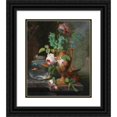 thumbnail image 1 of Jean Baptiste Berré 20x23 Black Ornate Framed Double Matted Museum Art Print Titled: Still Life with Flowers in a Vase and Goldfish Bowl, 1 of 5