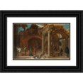 thumbnail image 1 of Jean-Baptiste Blanchard 14x11 Black Ornate Wood Framed Double Matted Museum Art Print Titled: A Guardhouse in the Ruins of a Church, 1 of 5