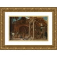 thumbnail image 1 of Jean-Baptiste Blanchard 18x13 Gold Ornate Wood Frame and Double Matted Museum Art Print Titled - A Guardhouse in the Ruins of a Church, 1 of 4