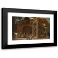 thumbnail image 1 of Jean-Baptiste Blanchard 24x17 Black Modern Framed Museum Art Print Titled - A Guardhouse in the Ruins of a Church, 1 of 5