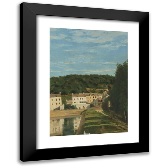 Jean-Baptiste-Camille Corot 11x14 Black Modern Framed Museum Art Print Titled - Cabassud Houses in Ville D'Avray (Circa 1840-45)