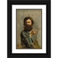 thumbnail image 1 of Jean-Baptiste-Camille Corot 11x14 Black Ornate Wood Framed Double Matted Museum Art Print Titled: Head of a Bearded Man, 1 of 5