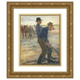 thumbnail image 1 of Jean-Baptiste-Camille Corot 12x14 Gold Ornate Wood Frame and Double Matted Museum Art Print Titled - Seine Landscape Near Chatou (1855), 1 of 4
