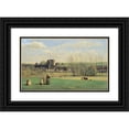 thumbnail image 1 of Jean-Baptiste-Camille Corot 14x10 Black Ornate Wood Framed Double Matted Museum Art Print Titled: Landscape of La Ferte-Milon, 1 of 5