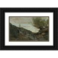 thumbnail image 1 of Jean-Baptiste-Camille Corot 14x11 Black Ornate Wood Framed Double Matted Museum Art Print Titled: A Torrent of Abruzzo, 1 of 5