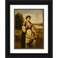 thumbnail image 1 of Jean-Baptiste-Camille Corot 14x18 Black Ornate Wood Framed Double Matted Museum Art Print Titled - Woman with Water Jar, 1 of 5