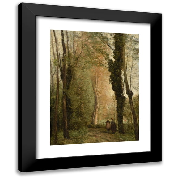 Jean-Baptiste-Camille Corot 15x18 Black Modern Framed Museum Art Print Titled - A Path Under the Trees in the Spring (1860-1870)