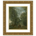 thumbnail image 1 of Jean-Baptiste-Camille Corot 15x18 Gold Ornate Wood Frame and Double Matted Museum Art Print Titled - City of Avray. Peasants Causing on the Way Along the Pond, 1 of 4