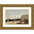 thumbnail image 1 of Jean-Baptiste-Camille Corot 18x13 Gold Ornate Wood Frame and Double Matted Museum Art Print Titled - The Beach, Etretat (1872), 1 of 4