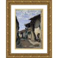thumbnail image 1 of Jean-Baptiste-Camille Corot 18x24 Gold Ornate Framed and Double Matted Museum Art Print Titled - A Village Street; Dardagny (1852), 1 of 4