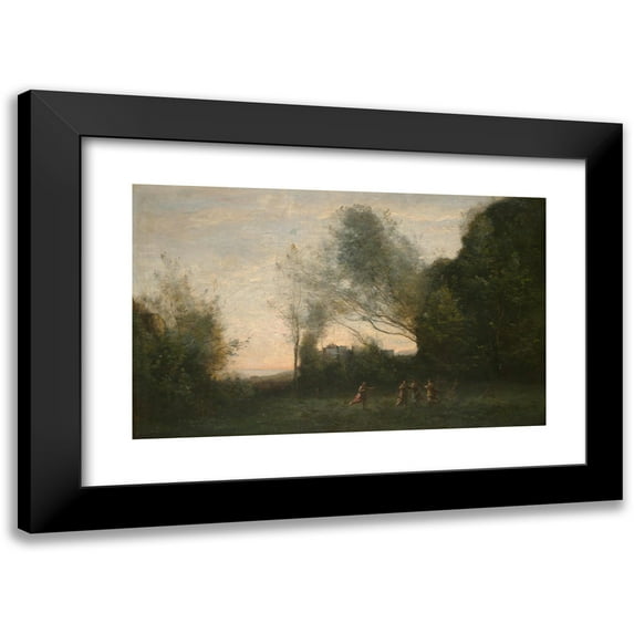 Jean-Baptiste-Camille Corot 24x16 Black Modern Framed Museum Art Print Titled - The Dance of The Nymphs (1865-70)