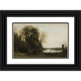 thumbnail image 1 of Jean-Baptiste-Camille Corot 24x16 Black Ornate Framed Double Matted Museum Art Print Titled: The Boat Fisherman on the Shore (1860-1865), 1 of 5