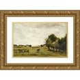 thumbnail image 1 of Jean-Baptiste-Camille Corot 24x16 Gold Ornate Framed and Double Matted Museum Art Print Titled - View Near Epernon (1850-1860), 1 of 4