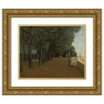 thumbnail image 1 of Jean-Baptiste-Camille Corot 24x20 Gold Ornate Framed and Double Matted Museum Art Print Titled - Rome; Terrasse De La Villa Pamphili, 1 of 4
