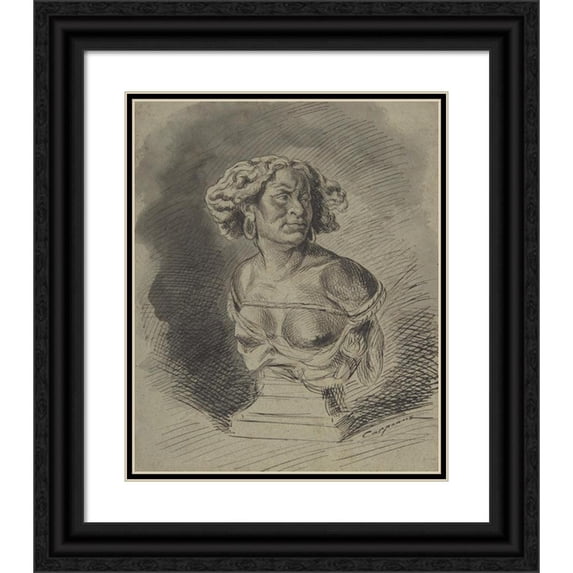 Jean-Baptiste Carpeaux 12x14 Black Ornate Wood Framed Double Matted Museum Art Print Titled: Study Related to ‘Why Born Enslaved!’ (1868-1875)