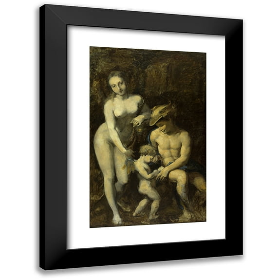 Jean-Baptiste Carpeaux 13x18 Black Modern Framed Museum Art Print Titled - Mercury, Venus and Love, After Correge (1871-1873)
