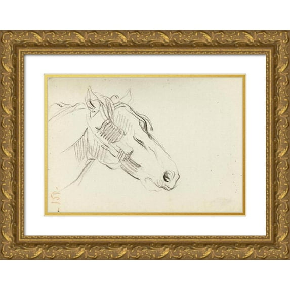 Jean-Baptiste Carpeaux 14x11 Gold Ornate Wood Frame and Double Matted Museum Art Print Titled - Horse Head Study (1872)