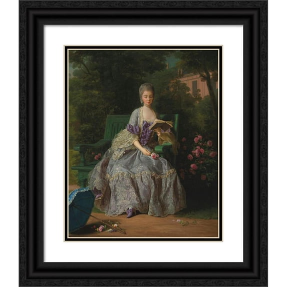 Jean-Baptiste Charpentier 20x24 Black Ornate Framed Double Matted Museum Art Print Titled: Portrait of Marie Therese Louise of Savoy, Princess of Lamballe (1749-1792)