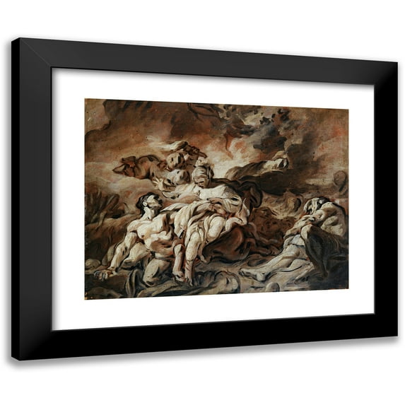 Jean-Baptiste Deshays 14x12 Black Modern Framed Museum Art Print Titled - Nessus Offering His Poisoned Tunic to Dejanire
