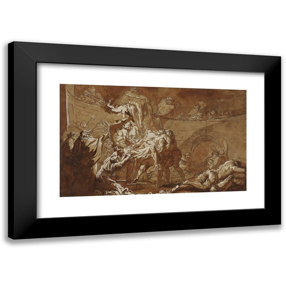 Jean-Baptiste Deshays 18x12 Black Modern Framed Museum Art Print Titled - Tobias Burying the Dead (1763-1765)
