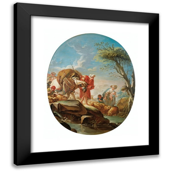 Jean-Baptiste Deshays 20x23 Black Modern Framed Museum Art Print Titled - The Passage of the Ford