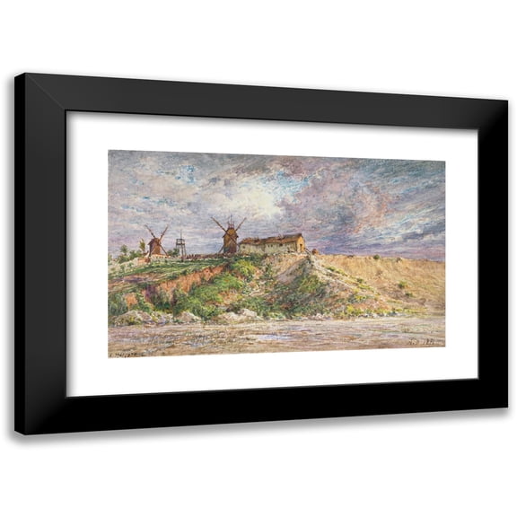 Jean-Baptiste-François Arnaud-Durbec 14x11 Black Modern Framed Museum Art Print Titled - The Hill at the Mill in Montmartre (1871)