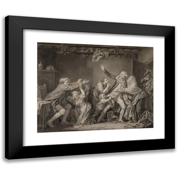 Jean-Baptiste Greuze 14x12 Black Modern Framed Museum Art Print Titled - The Father's Curse; the Ungrateful Son (1778)
