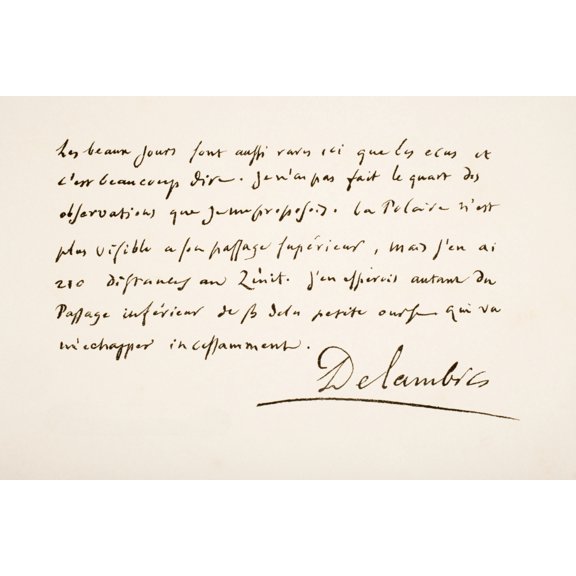 Jean Baptiste Joseph Chevalier Delambre 1749 - 1822 French Mathematician And Astronomer Hand Writing Sample