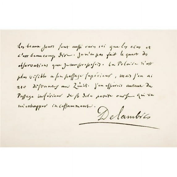 Jean Baptiste Joseph Chevalier Delambre 1749 - 1822 French Mathematician & Astronomer Hand Writing Sample Poster Print