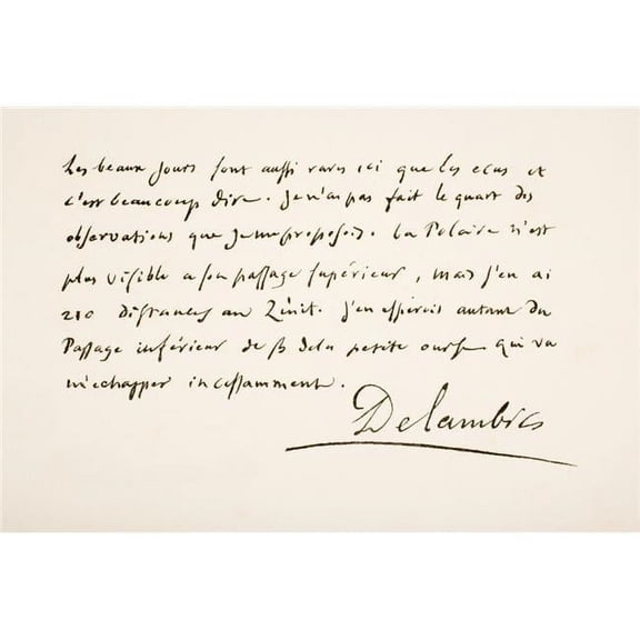Jean Baptiste Joseph Chevalier Delambre 1749 - 1822 French Mathematician & Astronomer Hand Writing Sample Poster Print