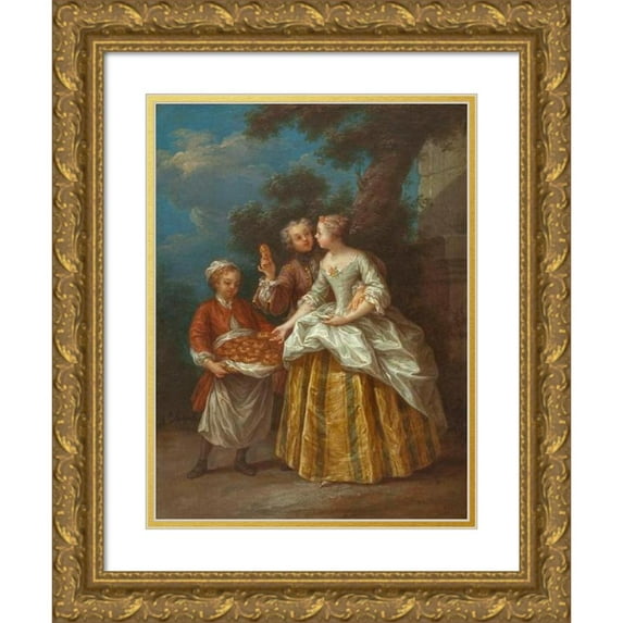 Jean-Baptiste Lebel 14x18 Gold Ornate Wood Frame and Double Matted Museum Art Print Titled - The Scalded Merchant (1745)