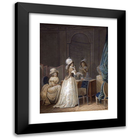 Jean-Baptiste Mallet 14x18 Black Modern Framed Museum Art Print Titled - Le Bouquet (1780)