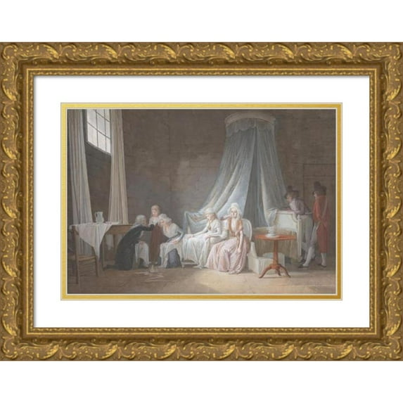 Jean-Baptiste Mallet 24x18 Gold Ornate Framed and Double Matted Museum Art Print Titled - Madame Royale Cared for by Doctor Brunier, January 24, 1793 (ca.1793)