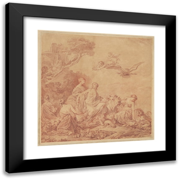 Jean Baptiste Marie Pierre 20x20 Black Modern Framed Museum Art Print Titled - The Rape of Europa (18th Century)