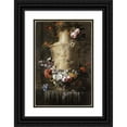 thumbnail image 1 of Jean-Baptiste Monnoyer 17x24 Black Ornate Framed Double Matted Museum Art Print Titled: Marble Vase with Garland of Flowers, 1 of 5