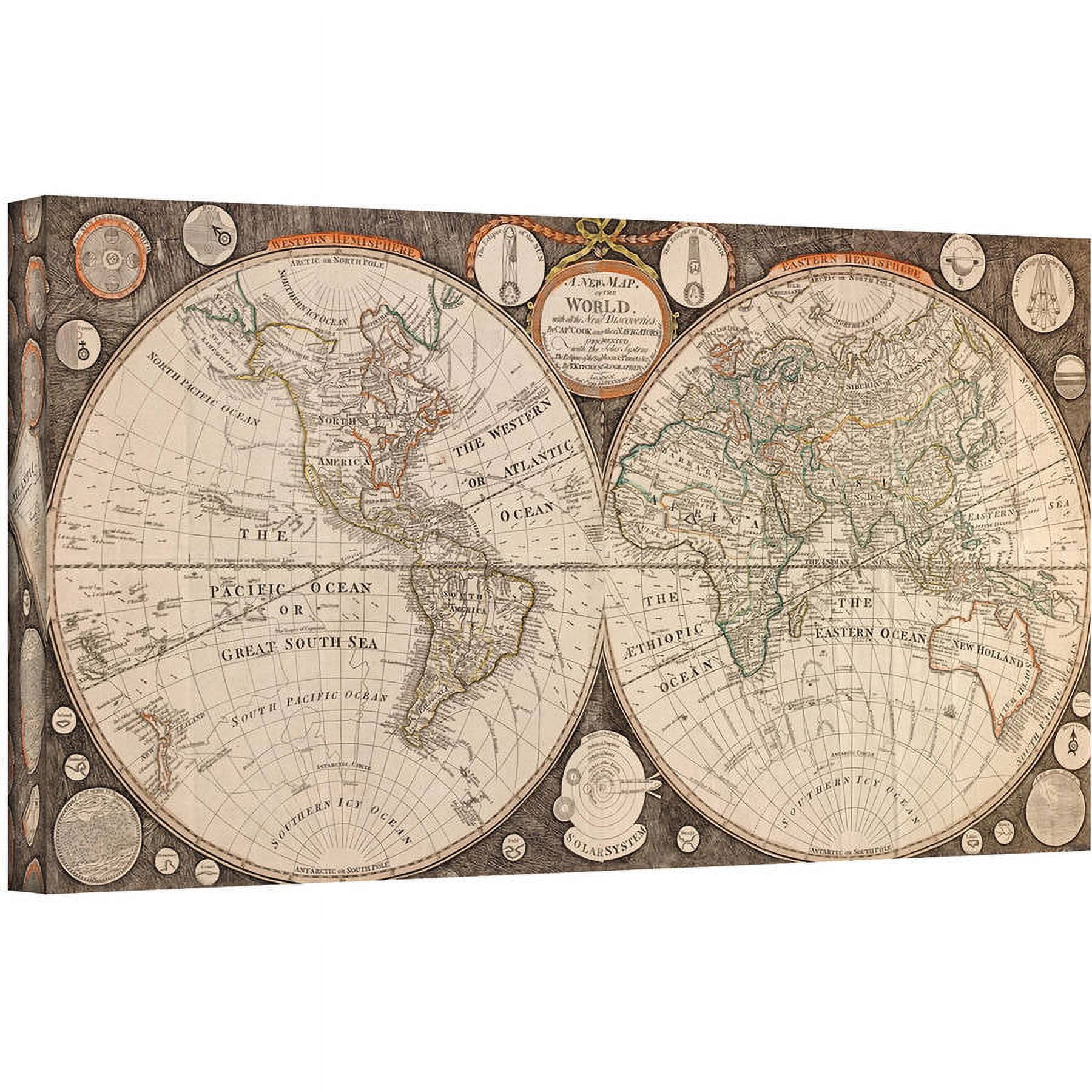 Jean Baptiste Nolin "A New Map Of The World" Gallery-Wrapped Canvas