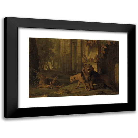 Jean-Baptiste Oudry 14x11 Black Modern Framed Museum Art Print Titled - Atalanta and Hippomenes Turned into Lions (1732)