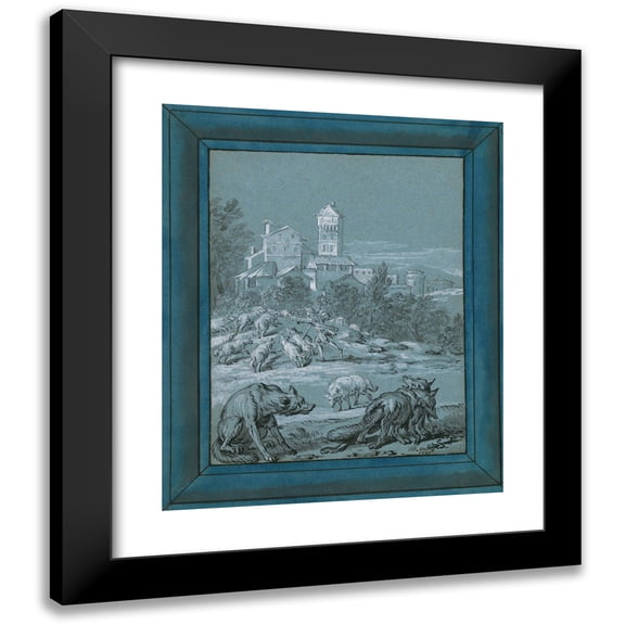 Jean-Baptiste Oudry 15x17 Black Modern Framed Museum Art Print Titled - The Wolf and the Fox (1733)