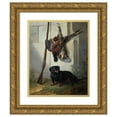 thumbnail image 1 of Jean-Baptiste Oudry 15x18 Gold Ornate Wood Frame and Double Matted Museum Art Print Titled - The Dachshound Pehr with Dead Game and Rifle (1740), 1 of 4