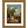 thumbnail image 1 of Jean-Baptiste Pater 12x14 Gold Ornate Wood Frame and Double Matted Museum Art Print Titled - A Country Festival During the Grape Harvest (About 1730-1733), 1 of 4