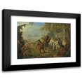 thumbnail image 1 of Jean-Baptiste Pater 24x18 Black Modern Framed Museum Art Print Titled - Figures in a Military Encampment with a Horseman Directing Troops, 1 of 5