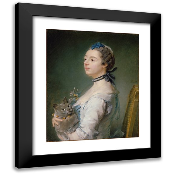 Jean-Baptiste Perronneau 12x14 Black Modern Framed Museum Art Print Titled - Magdaleine Pincoup De La Grange, Born from Parseval
