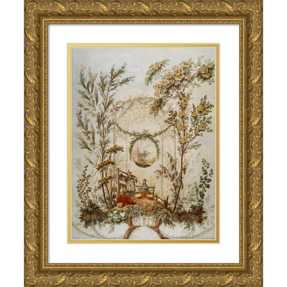 Jean-Baptiste Pillement 19x24 Gold Ornate Framed and Double Matted Museum Art Print Titled - Chinoiserie (1765-1767)
