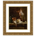thumbnail image 1 of Jean-Baptiste-Siméon Chardin 15x18 Gold Ornate Wood Frame and Double Matted Museum Art Print Titled - Still Life with a Ray-Fish, a Basket of Onions, Eggs, Cheese, a Green Jug and a Copper P, 1 of 4