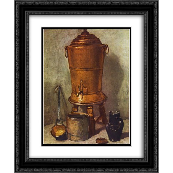 Jean Baptiste Simeon Chardin 2x Matted 20x24 Black Ornate Framed Art Print 'The water tank'