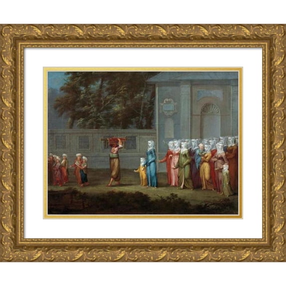 Jean Baptiste Vanmour 24x19 Gold Ornate Framed and Double Matted Museum Art Print Titled - The First Day of School (C. 1720 - C. 1737)