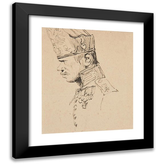 Jean-Baptiste Édouard Detaille 12x14 Black Modern Framed Museum Art Print Titled - Head of a Grenadier in Profile