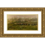 Jean-Baptiste Édouard Detaille 14x9 Gold Ornate Wood Frame and Double Matted Museum Art Print Titled - Allant Au Feu; a Fragment from the Panorama of the Battle of Champigny